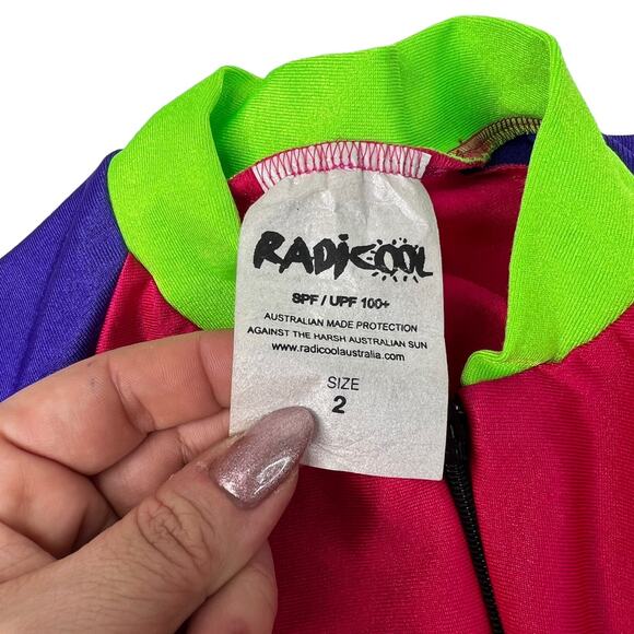 Radicool Skins 100+SPF Short Sleeve Swim Suit Pink Neon NWT Girls 2 US 2T - Picture 5 of 5